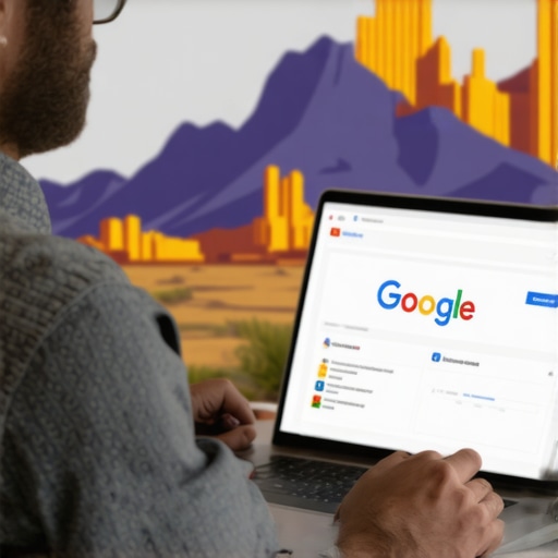 Business owner optimizing Google My Business profile with Nevada landmarks in background