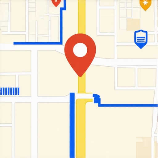 A map highlighting a local business with SEO-related icons and visuals
