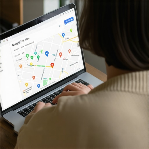 Person working on Google My Business profile on laptop with local SEO tools