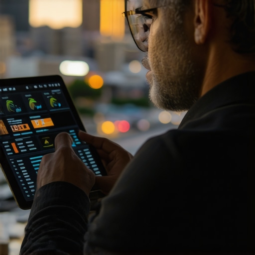 SEO consultant reviewing local business and Google Maps optimization data with Las Vegas skyline