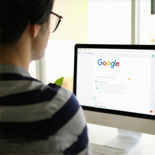 Business owner updating Google My Business profile on desktop