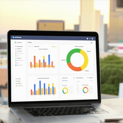 Laptop displaying local SEO analytics with Las Vegas skyline