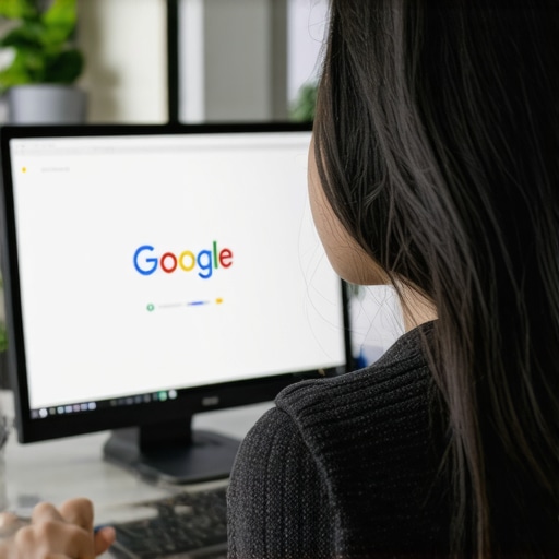 A person working on Google My Business profile optimization in an office setting