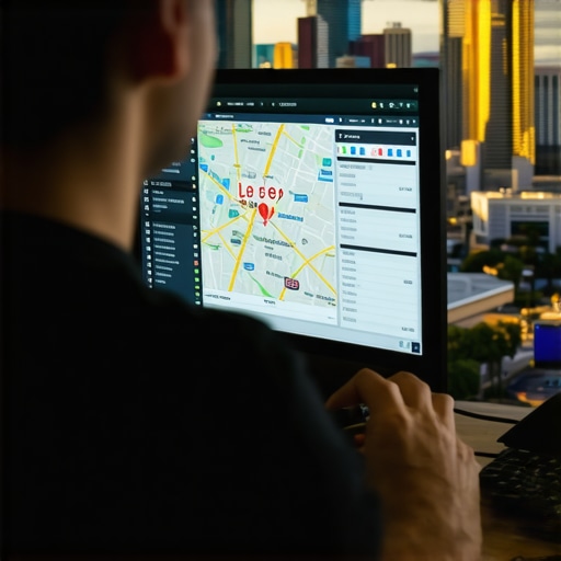 Person reviewing SEO performance and Google Maps rankings for Las Vegas businesses.