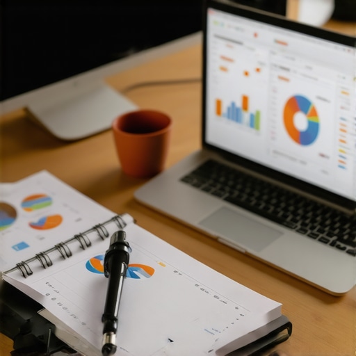 Tools for Ongoing Local SEO Success in Vegas Desk setup with SEO analytics tools and charts for local Las Vegas business optimization.