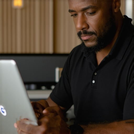 Business owner editing Google My Business profile on a laptop in Las Vegas
